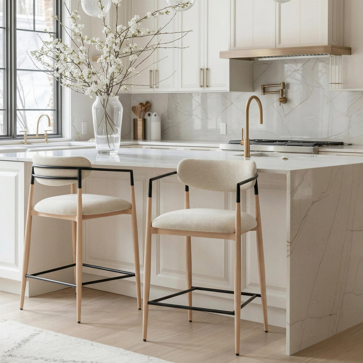 ZUO Equinox Counter Stool Oyster Gray & Natural