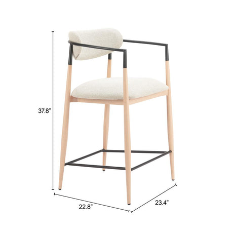 ZUO Equinox Counter Stool Oyster Gray & Natural