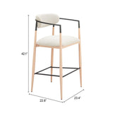 ZUO Equinox Barstool Oyster Gray & Natural