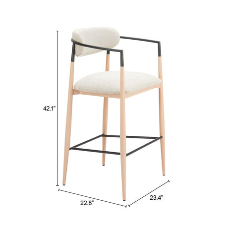 ZUO Equinox Barstool Oyster Gray & Natural