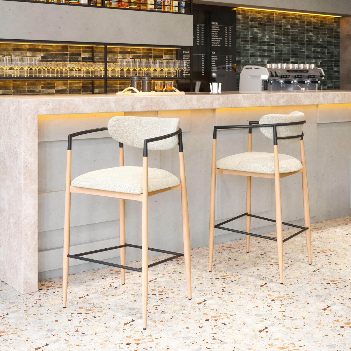 ZUO Equinox Barstool Oyster Gray & Natural