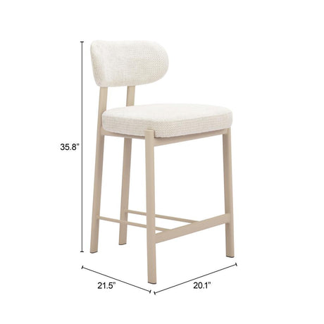 ZUO Aurea Counter Stool (Set of 2) Light Gray