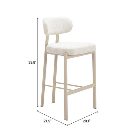 ZUO Aurea Barstool (Set of 2) Light Gray