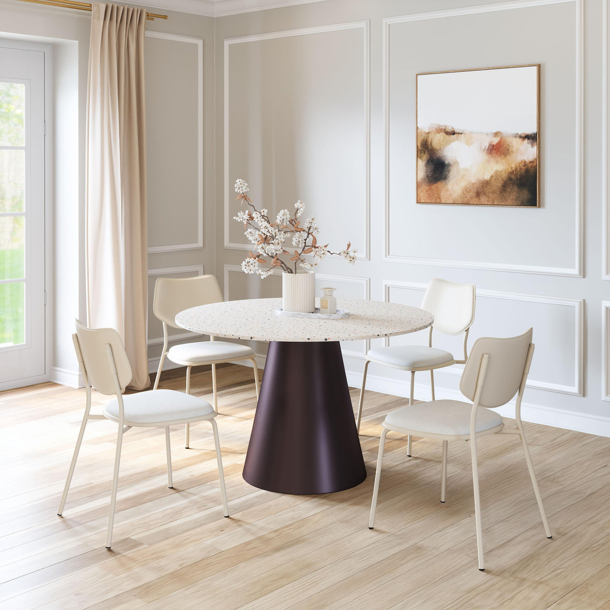 ZUO Zeal Dining Chair (Set of 4) Light Gray & Beige