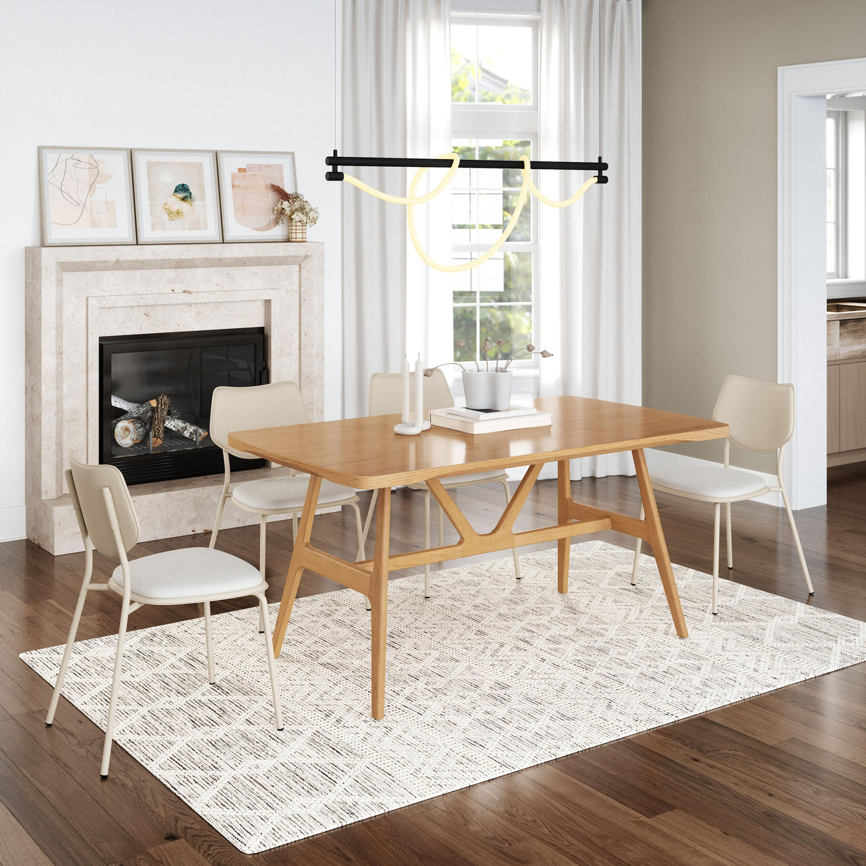 ZUO Zeal Dining Chair (Set of 4) Light Gray & Beige