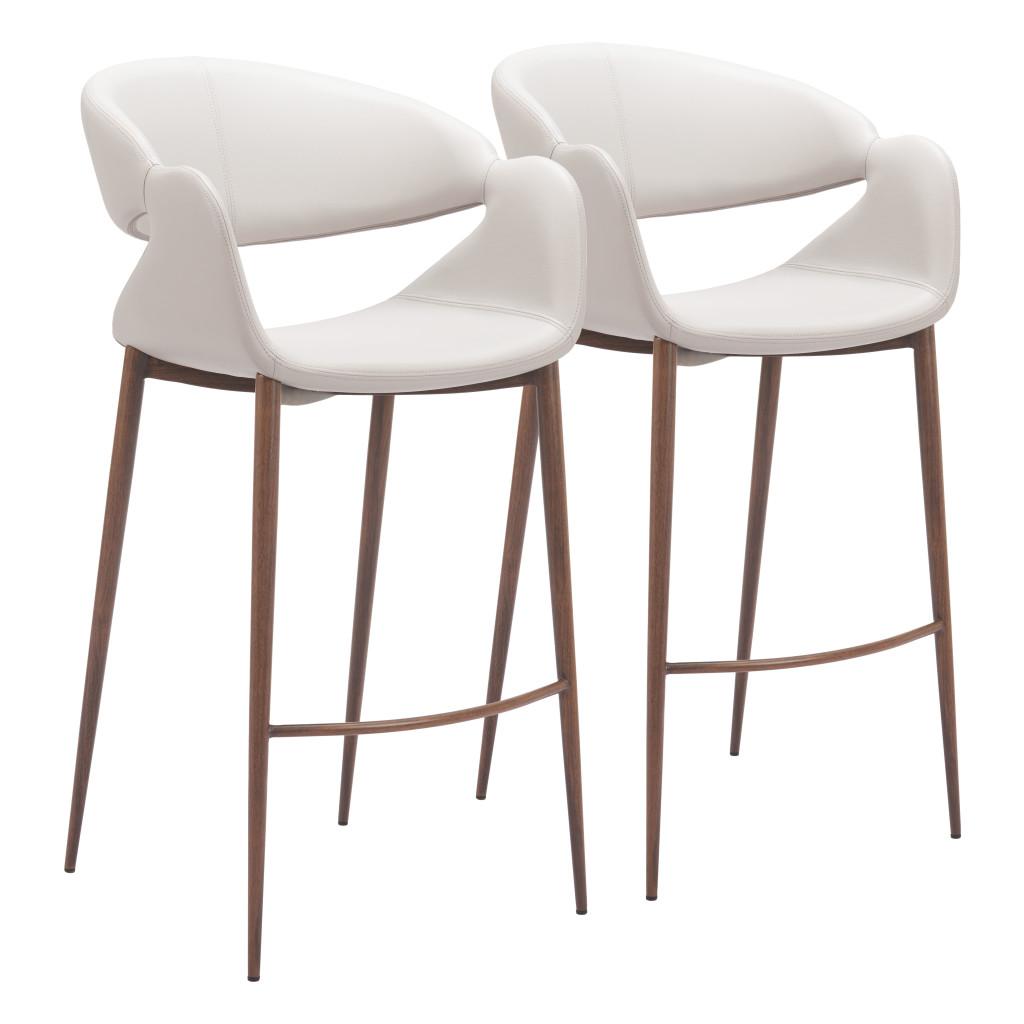 ZUO Limay Barstool (Set of 2) Beige & Walnut