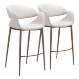 ZUO Limay Barstool (Set of 2) Beige & Walnut