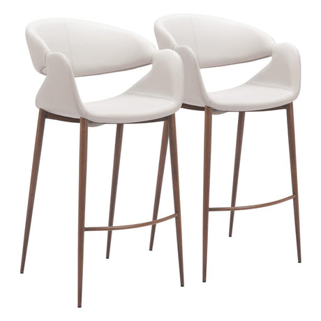 ZUO Limay Barstool (Set of 2) Beige & Walnut