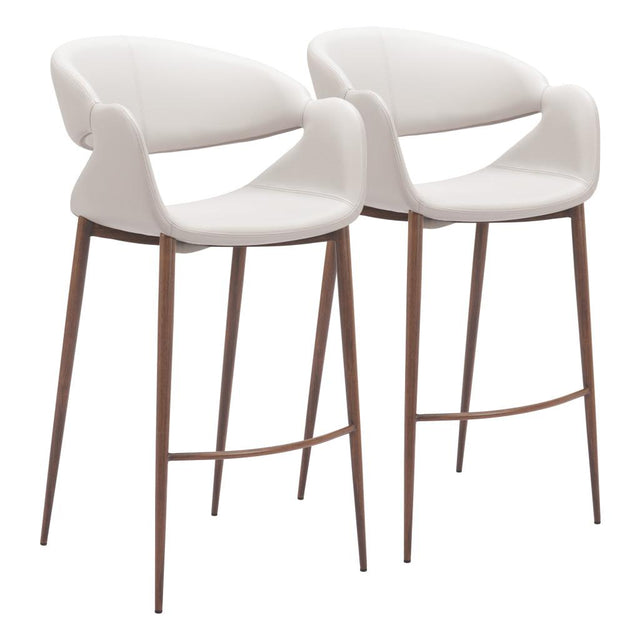 ZUO Limay Barstool (Set of 2) Beige & Walnut