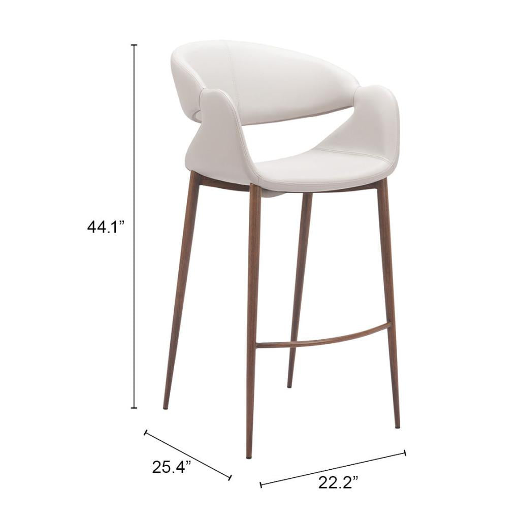 ZUO Limay Barstool (Set of 2) Beige & Walnut