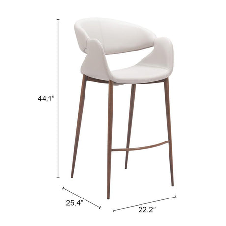 ZUO Limay Barstool (Set of 2) Beige & Walnut
