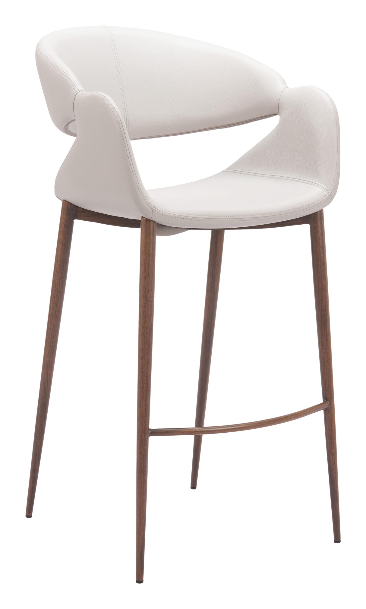 ZUO Limay Barstool Beige & Walnut