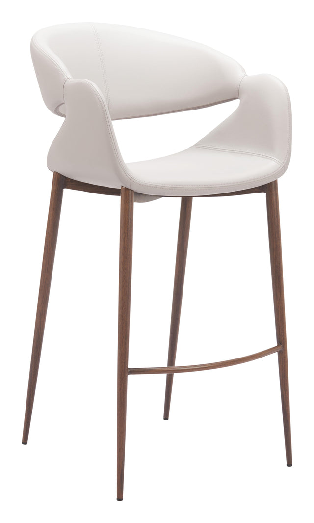 ZUO Limay Barstool Beige & Walnut