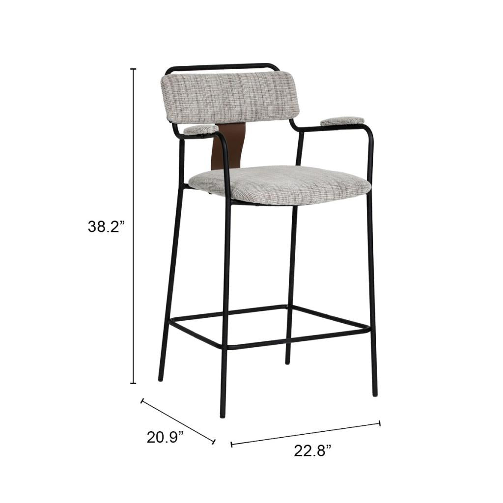 ZUO Couva Counter Stool (Set of 2) Gray Tweed
