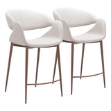 ZUO Limay Counter Stool (Set of 2) Beige & Walnut