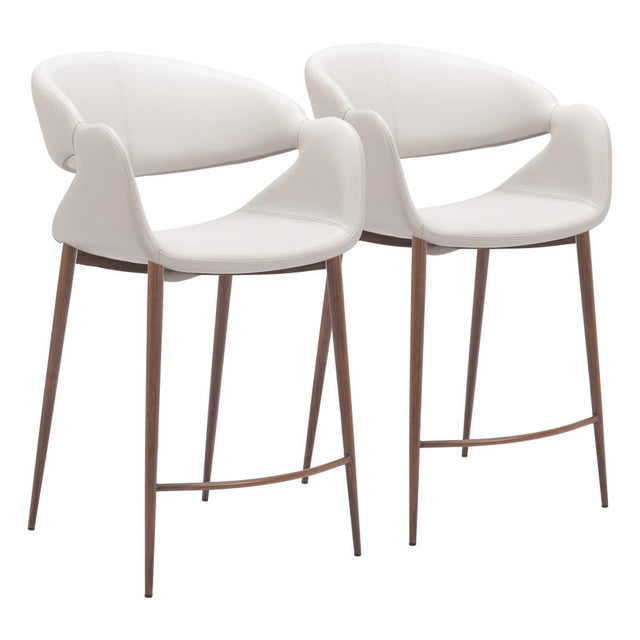 ZUO Limay Counter Stool (Set of 2) Beige & Walnut