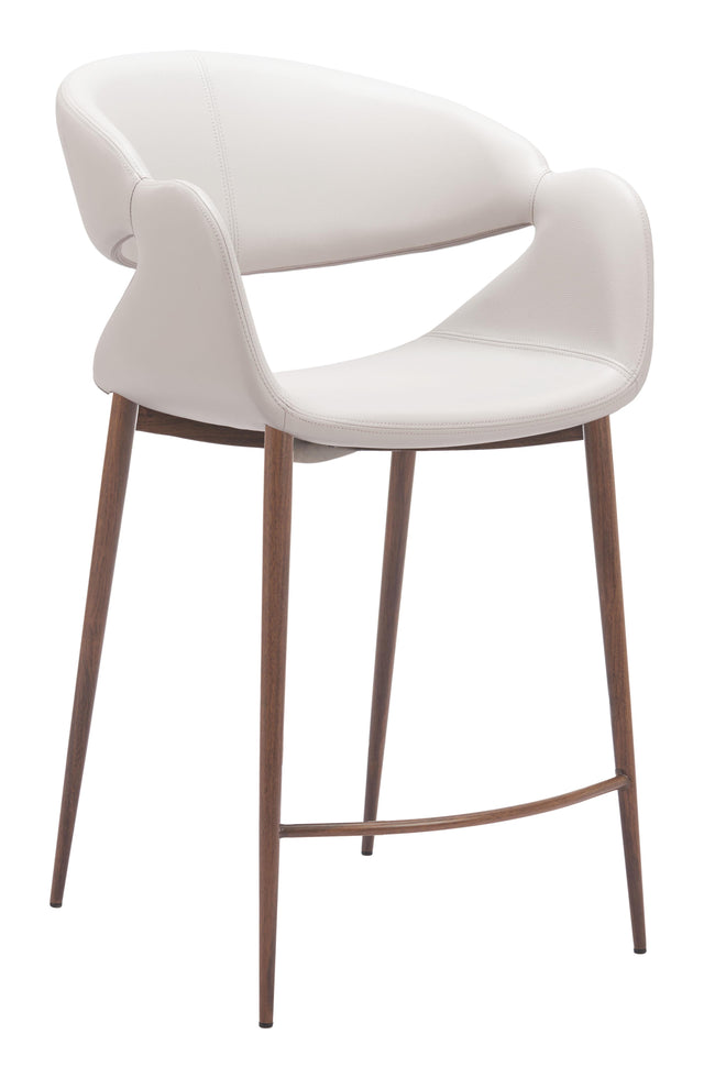 ZUO Limay Counter Stool Beige & Walnut