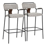 ZUO Couva Barstool (Set of 2) Gray Tweed