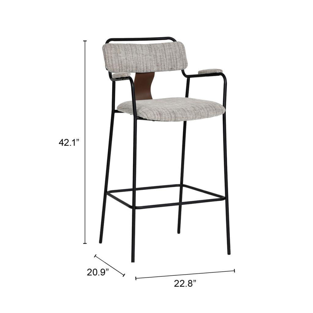 ZUO Couva Barstool (Set of 2) Gray Tweed