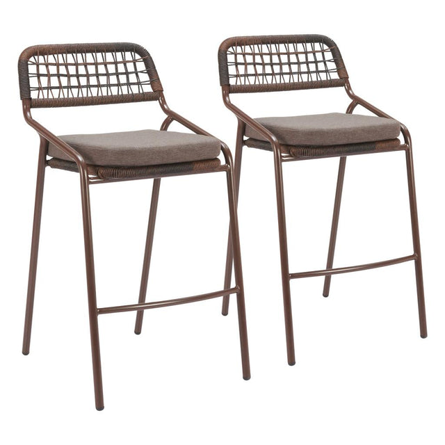 ZUO Rio Barstool (Set of 2) Brown