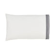 Orchids Lux Olivia Solid Color & Embroidery White/ Navy 20 X 40 Pillowcase