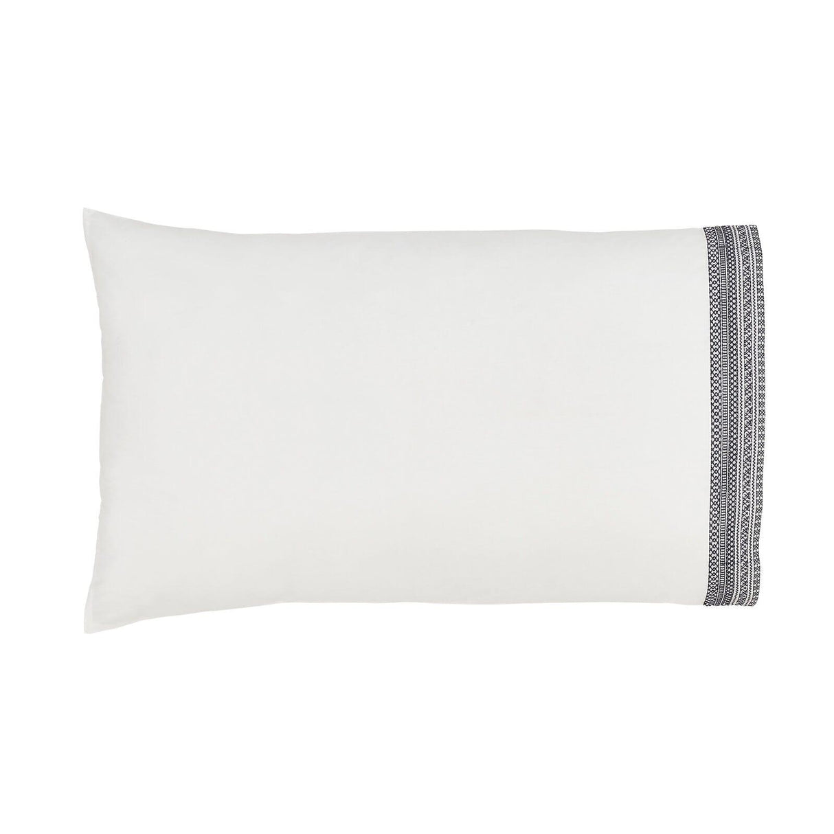 Orchids Lux Olivia Solid Color & Embroidery White/ Navy 20 X 40 Pillowcase