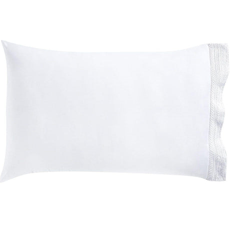 Orchids Lux Olivia Solid Color & Embroidery White/White 20 X 40 Pillowcase