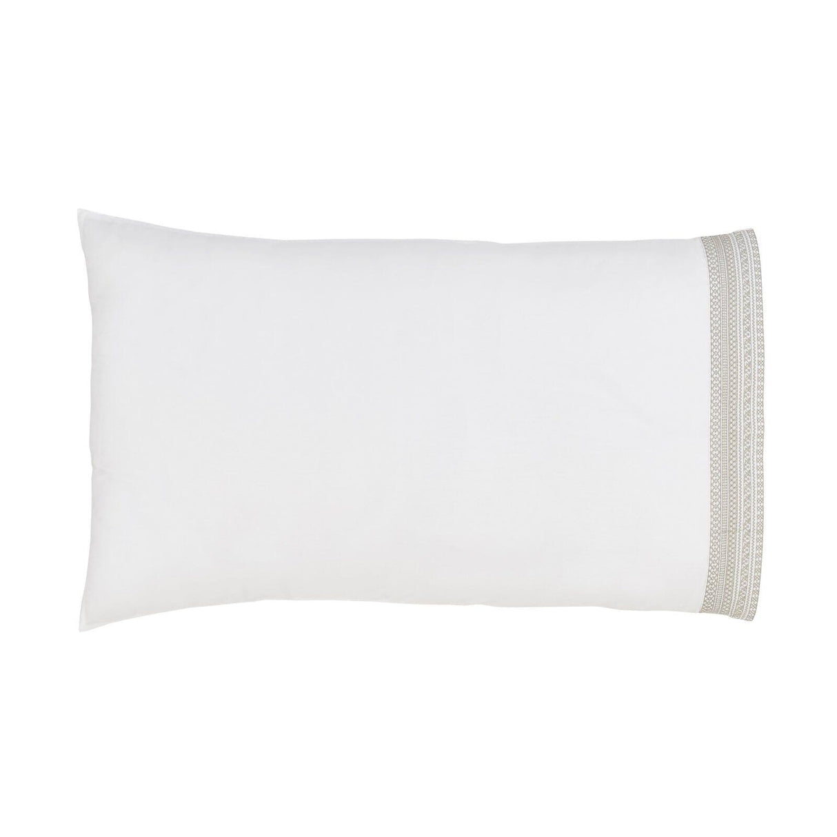 Orchids Lux Olivia Solid Color & Embroidery White/Dune 20 X 32 Pillowcase