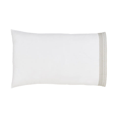 Orchids Lux Olivia Solid Color & Embroidery White/Dune 20 X 32 Pillowcase