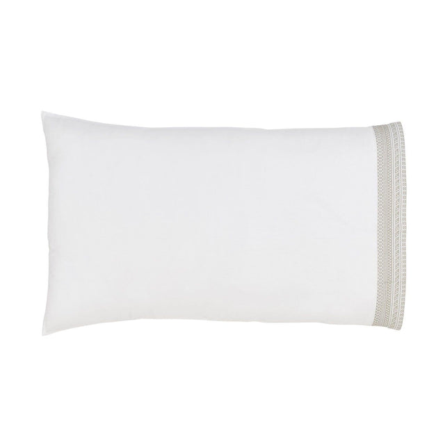 Orchids Lux Olivia Solid Color & Embroidery White/Dune 20 X 32 Pillowcase