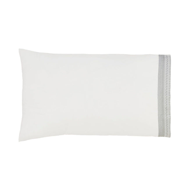 Orchids Lux Olivia Solid Color & Embroidery White/Fog 20 X 32 Pillowcase