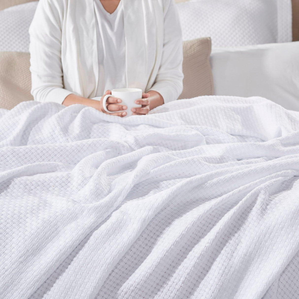 Orchids Lux Hudson Geomatric White 110 X 96 Blanket
