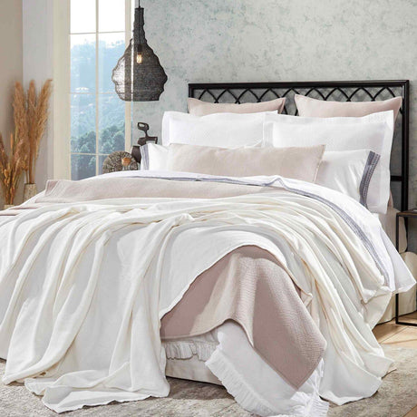 Orchids Lux Riviera Geomatric Off-White 94 X 96 Blanket