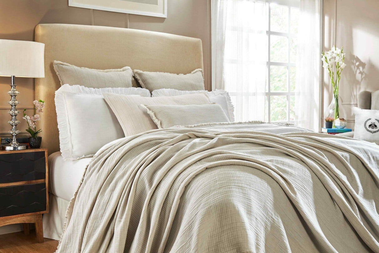 Orchids Lux Dana Texture Beige 94 X 96 Bed Throw