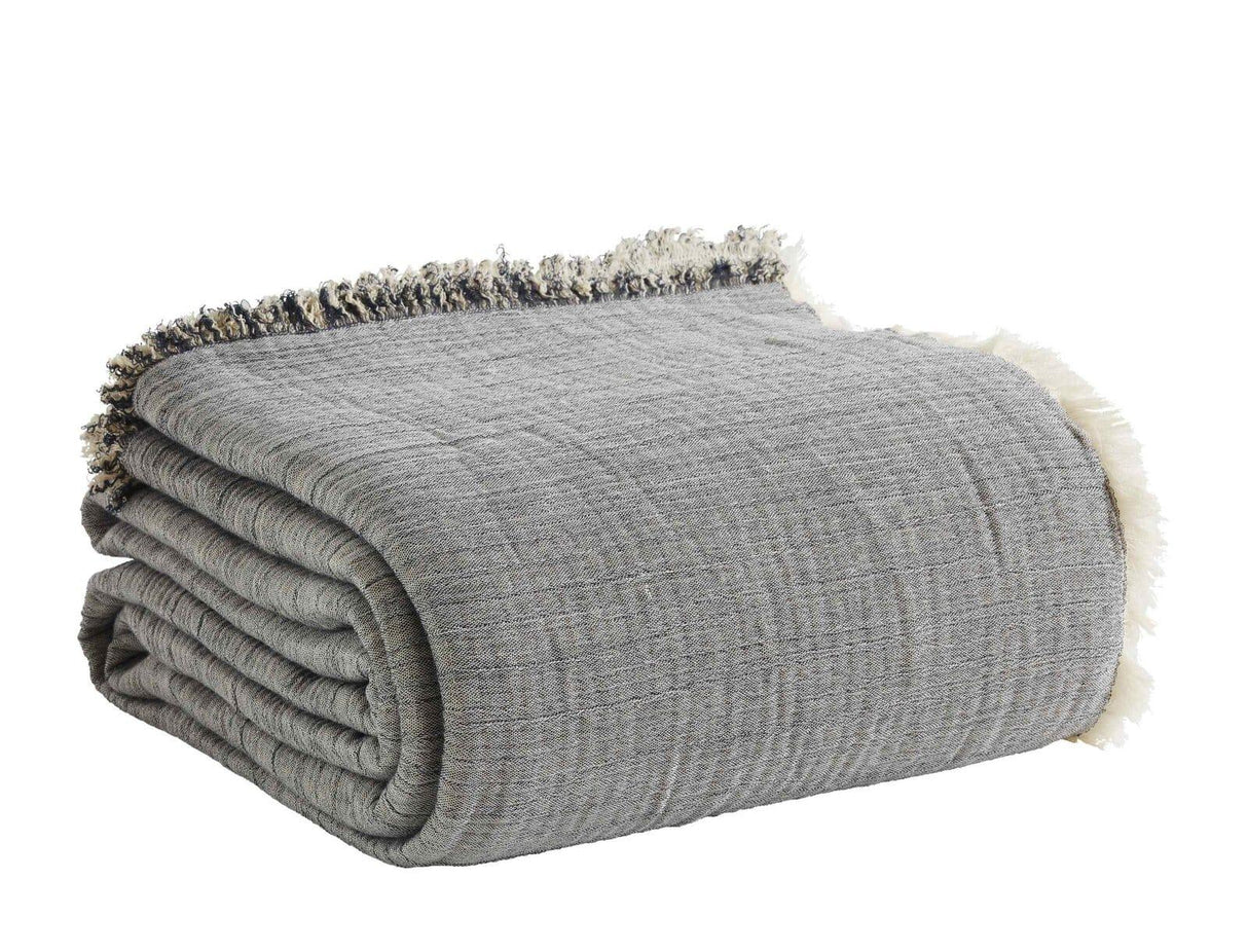 Orchids Lux Dana Texture Navy 110 X 96 Bed Throw