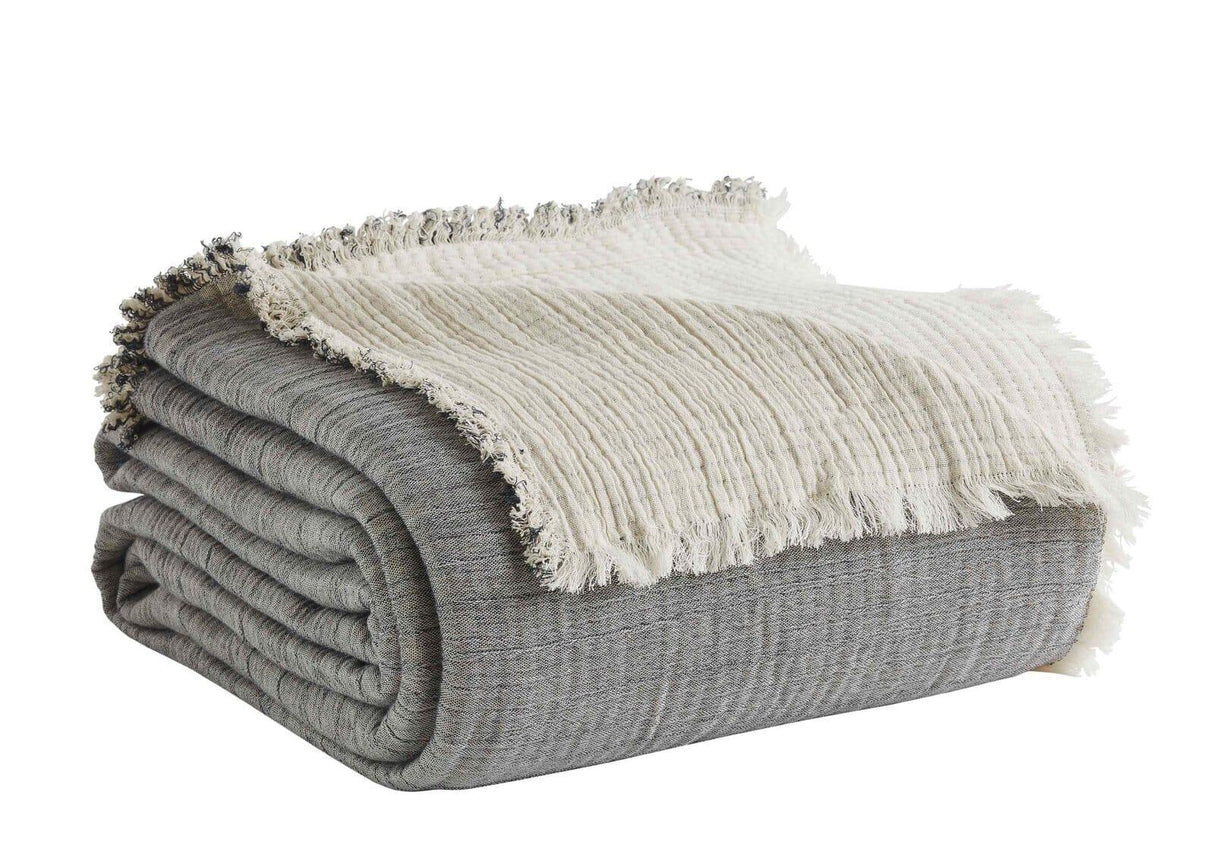 Orchids Lux Dana Texture Navy 94 X 96 Bed Throw