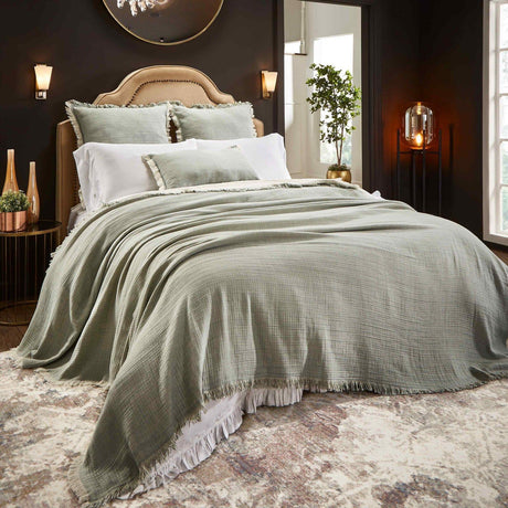 Orchids Lux Dana Texture Mint 110 X 96 Bed Throw