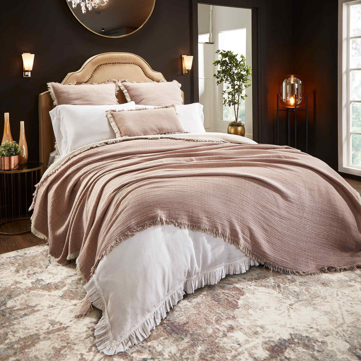 Orchids Lux Dana Texture Lavender 110 X 96 Bed Throw