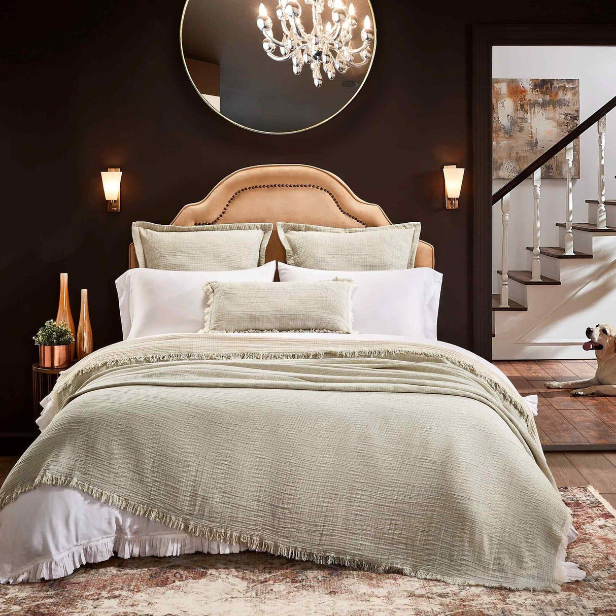 Orchids Lux Monroe Texture Mint 94 X 96 Bed Throw