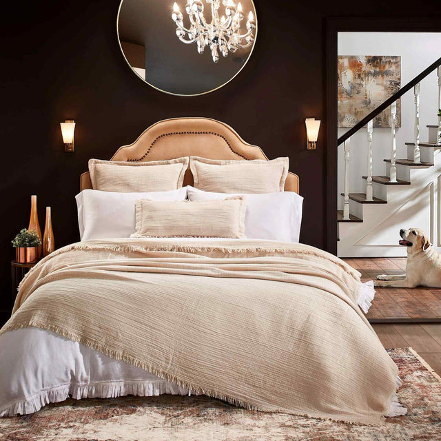 Orchids Lux Monroe Texture Dune/Pearl 110 X 96 Bed Throw