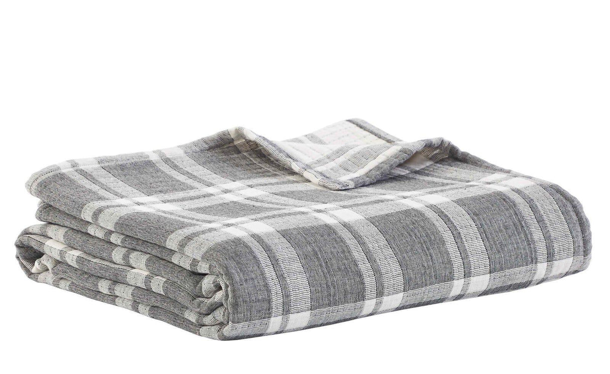 Orchids Lux Doyle Geomatric Charcoal 110 X 96 Bed Throw