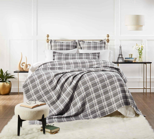 Orchids Lux Doyle Geomatric Charcoal 94 X 96 Bed Throw