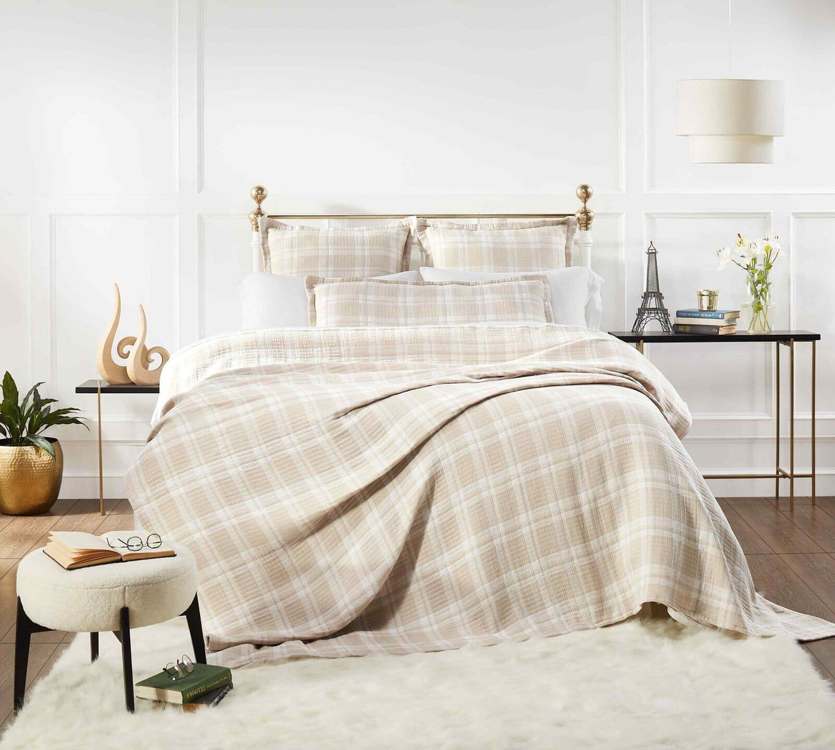 Orchids Lux Doyle Geomatric Dune 94 X 96 Bed Throw