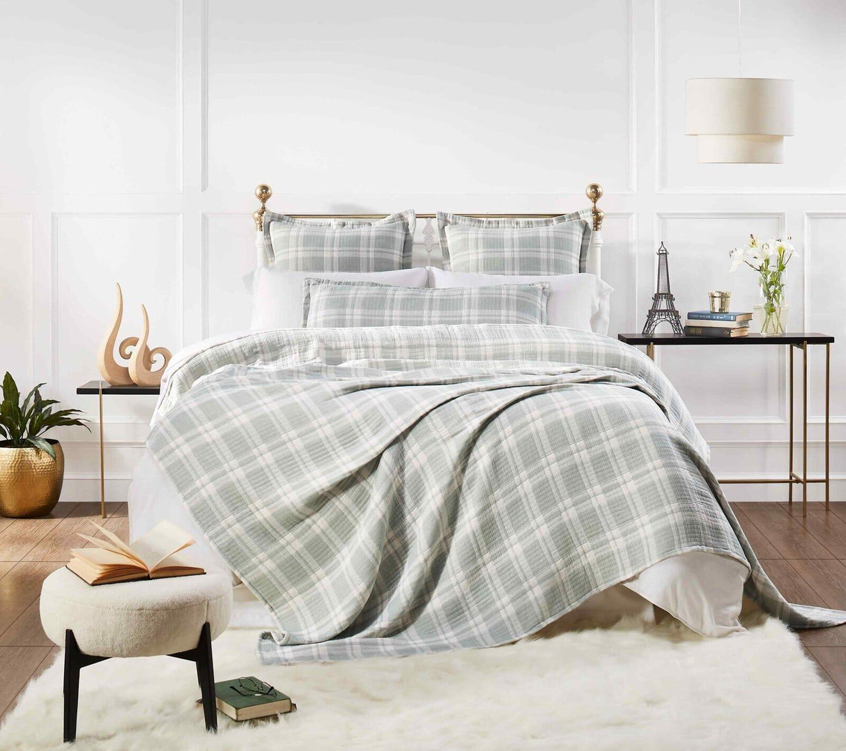 Orchids Lux Doyle Geomatric Mint 94 X 96 Bed Throw