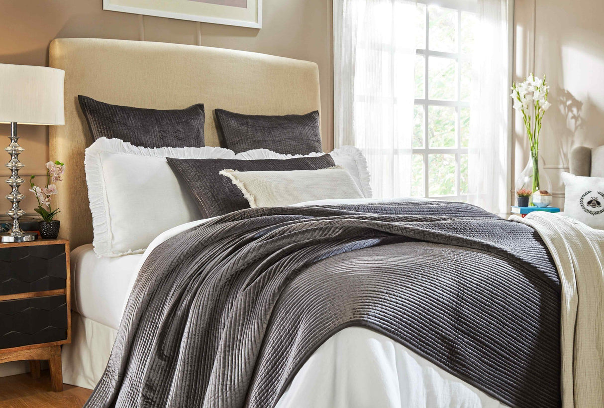 Orchids Lux Spencer Channel Steel 110 X 96 Coverlet