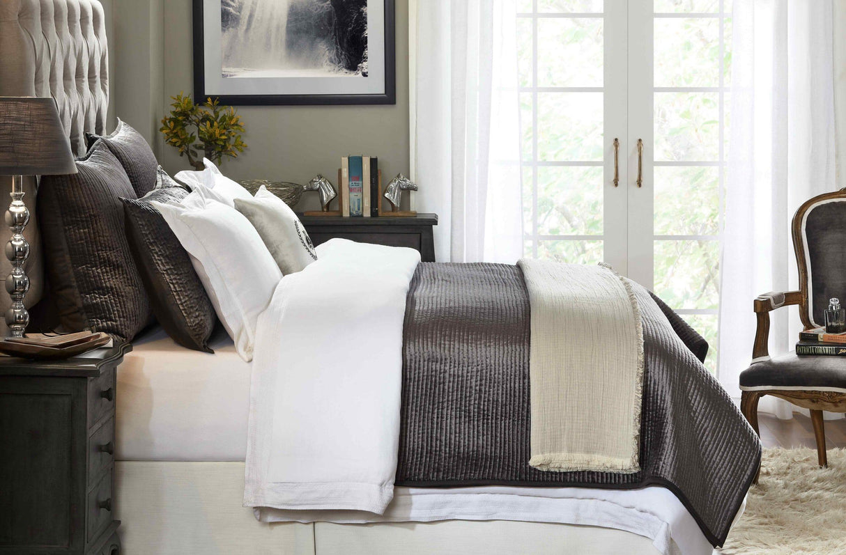 Orchids Lux Spencer Channel Steel 110 X 96 Coverlet