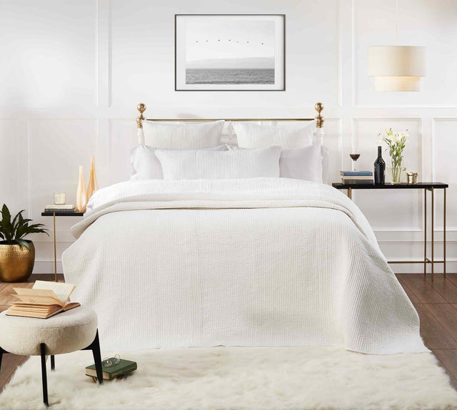 Orchids Lux Spencer Channel White 110 X 96 Coverlet