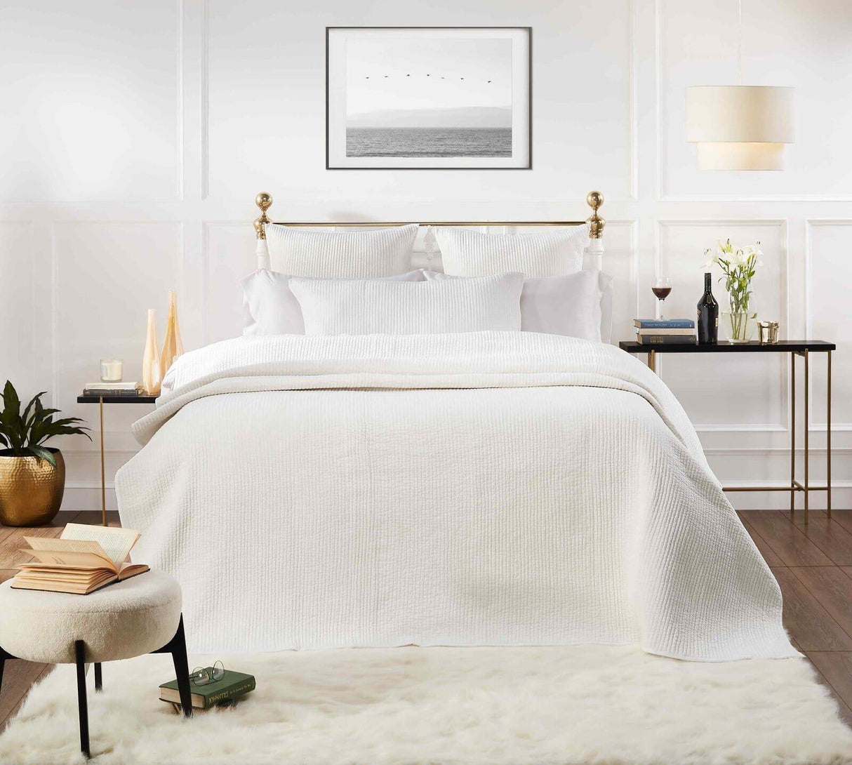 Orchids Lux Spencer Channel White 118 X 98 Coverlet