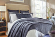 Orchids Lux Spencer Channel Navy 110 X 96 Coverlet