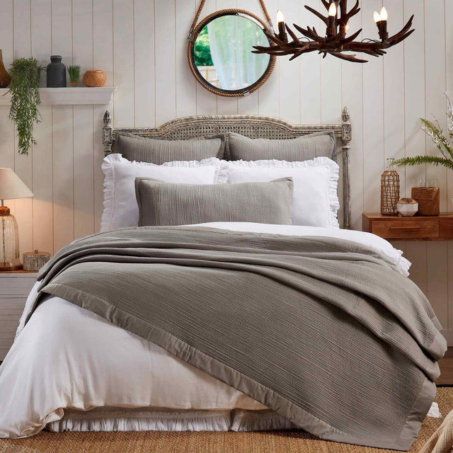 Orchids Lux Laela Stripes Pewter 94 X 96 Coverlet